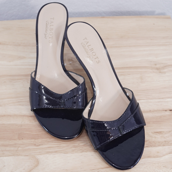 navy patent kitten heel shoes